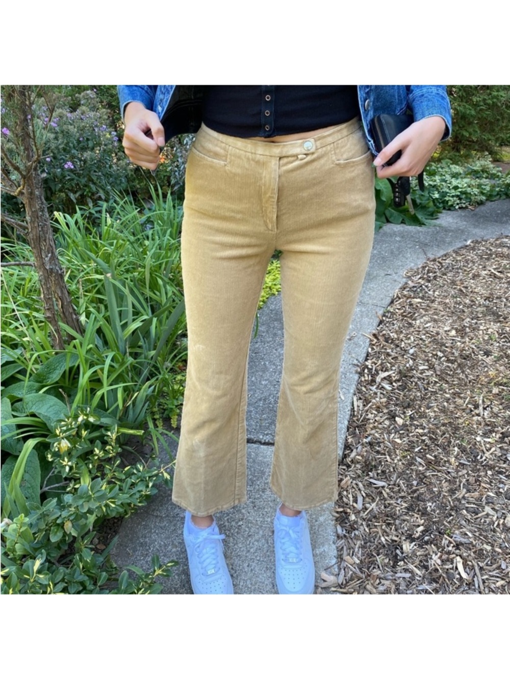 Escada Mustard Corduroy Cropped Flare Pants